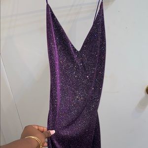 Purple shimmer low back bodycon dress